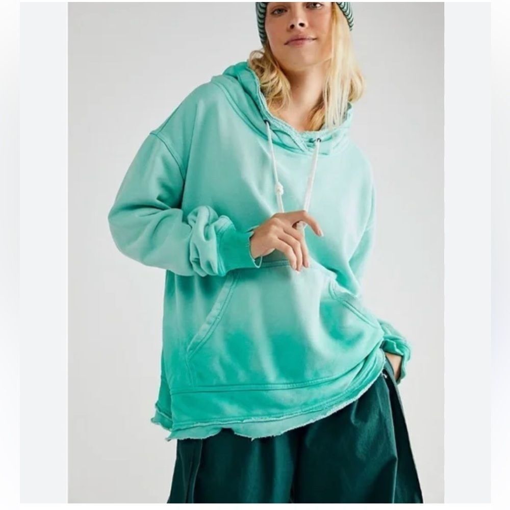We The Free Small People Zuma Hooded Sweatshirt Pullover Green Kangaroo Pocket